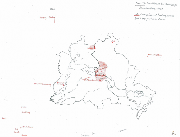 Karte 2b: Peter Schneider Der Mauerspringer (1982) Binnenhandlungsebene - Karte: Giannina Widmer